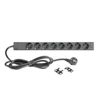 Adam Hall 8-Outlet 19" Rackmount Power Strip With Dual USB Charging Ports And On/Off Switch
